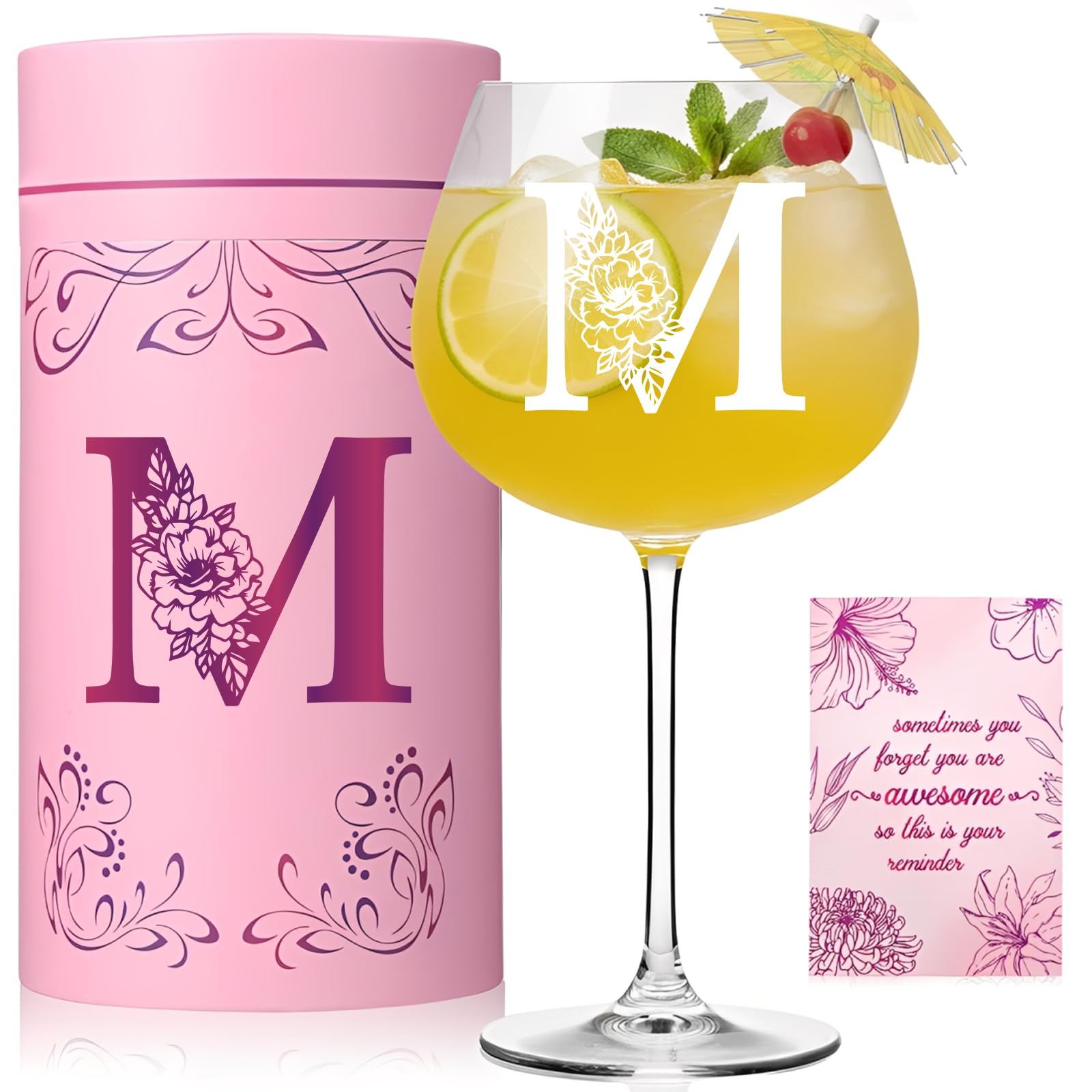 Physkoa initial wine glass 20oz with monogram for a thoughtful gift.
