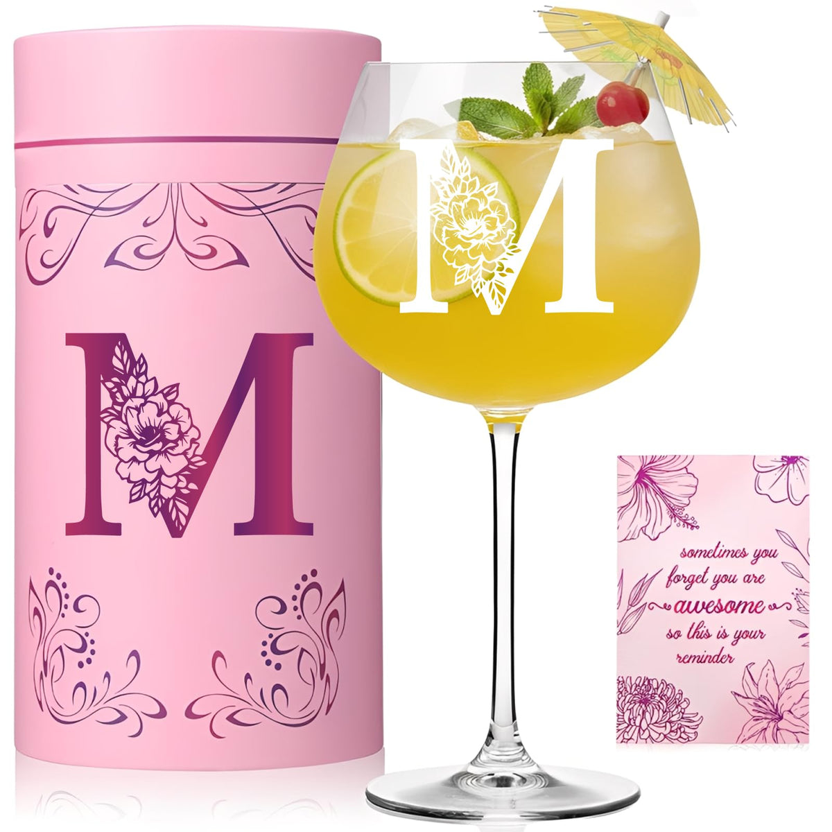 Physkoa initial wine glass 20oz with monogram for a thoughtful gift.