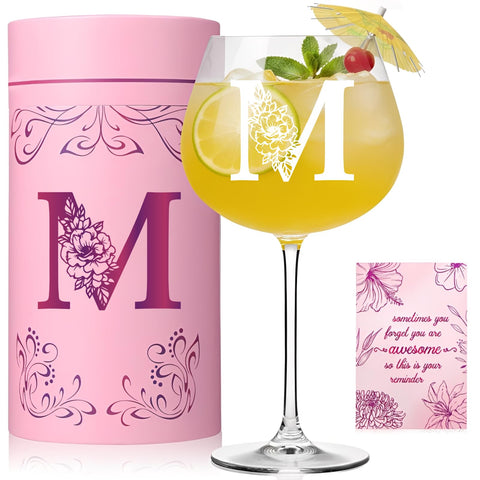 Physkoa initial wine glass 20oz with monogram for a thoughtful gift.