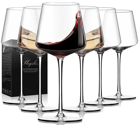 Physkoa wine glasses 6-18oz set elevates table presentation with clear crystal