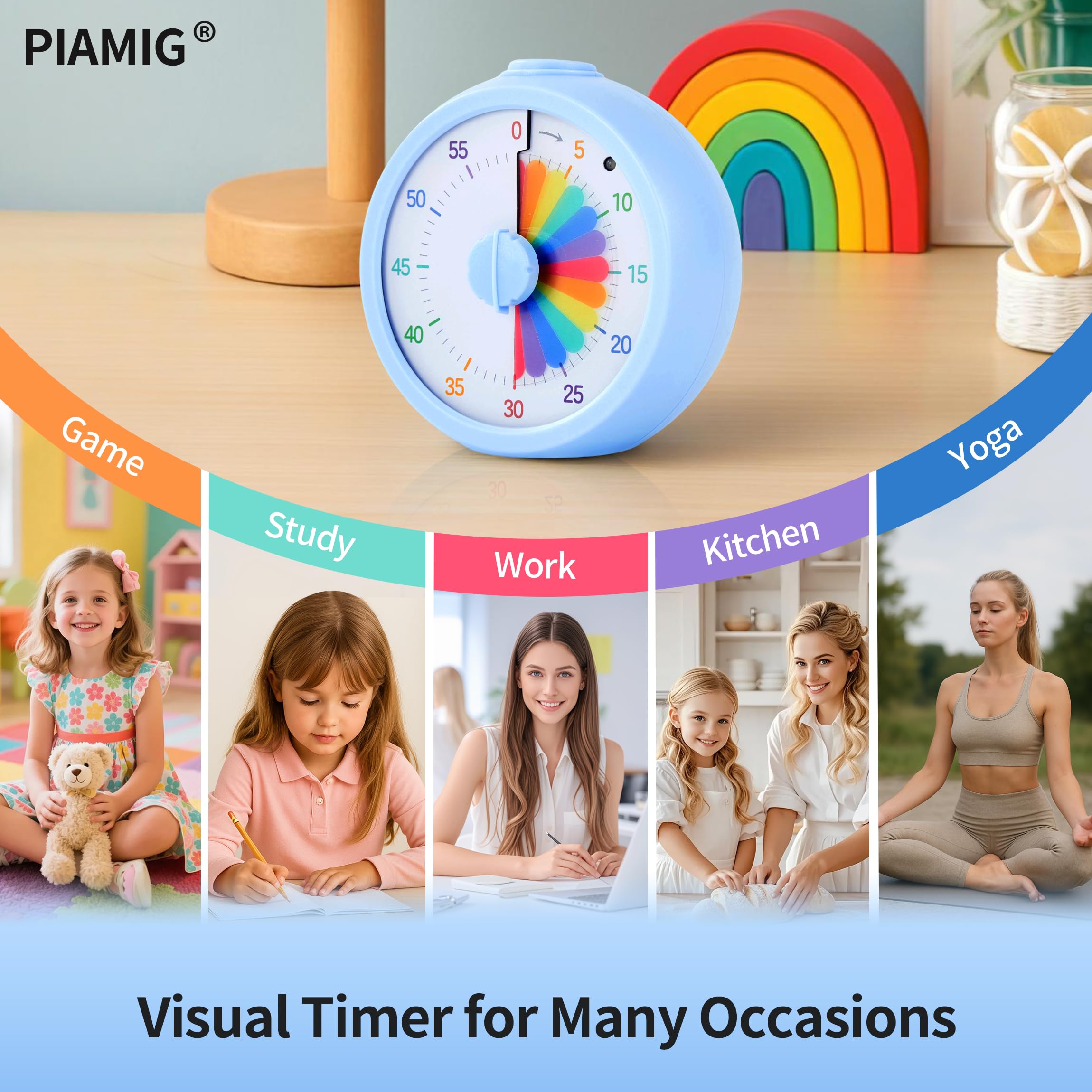 PIAMIG Visual Timer pause/resume button enables flexible routines