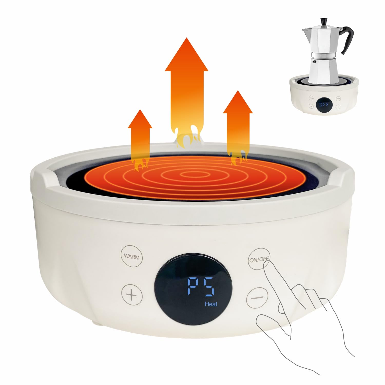 PICASORT Mini Hot Plate delivers even heat for consistent moka pot espresso