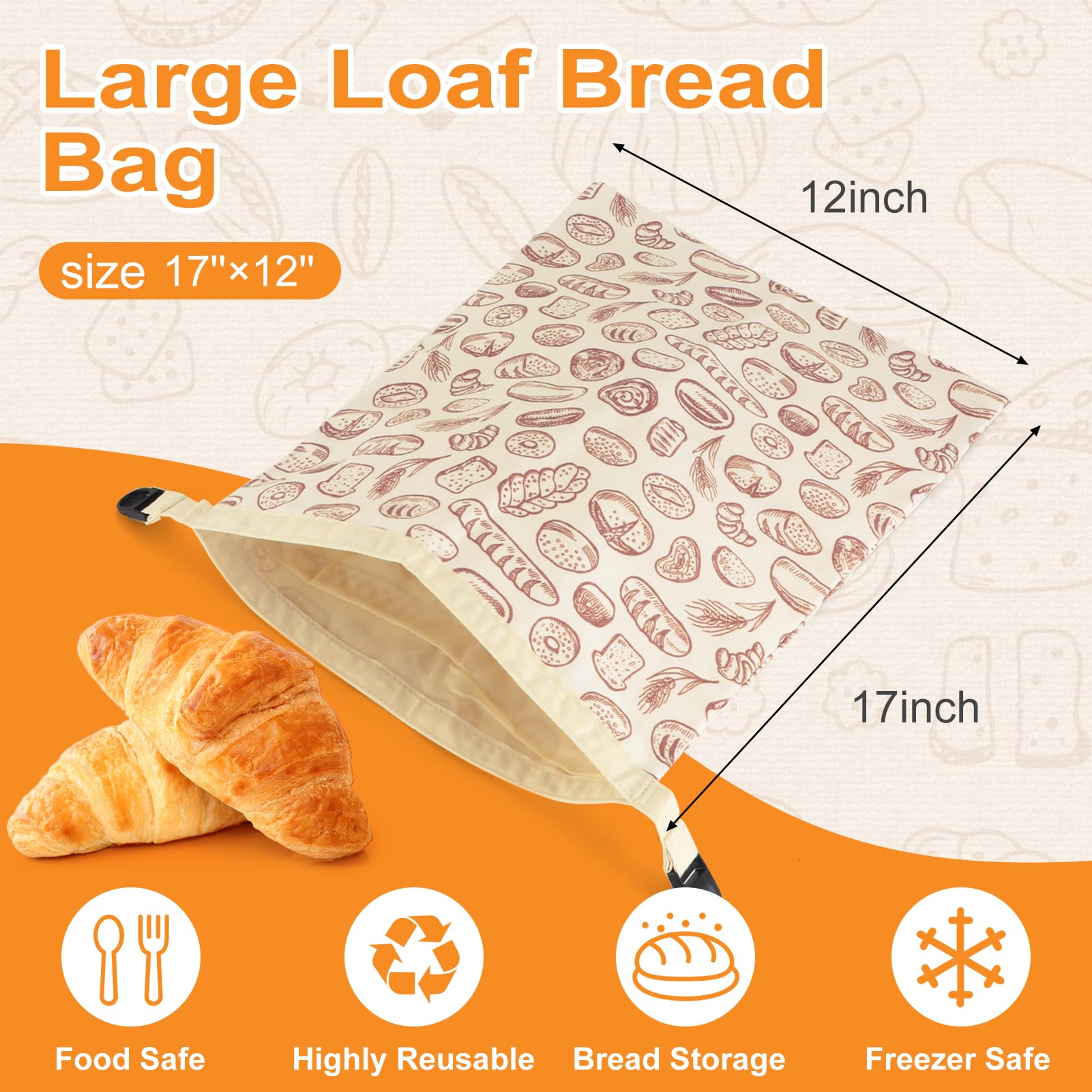 Piccircuit beeswax bread bag inside view shows breathable lining.