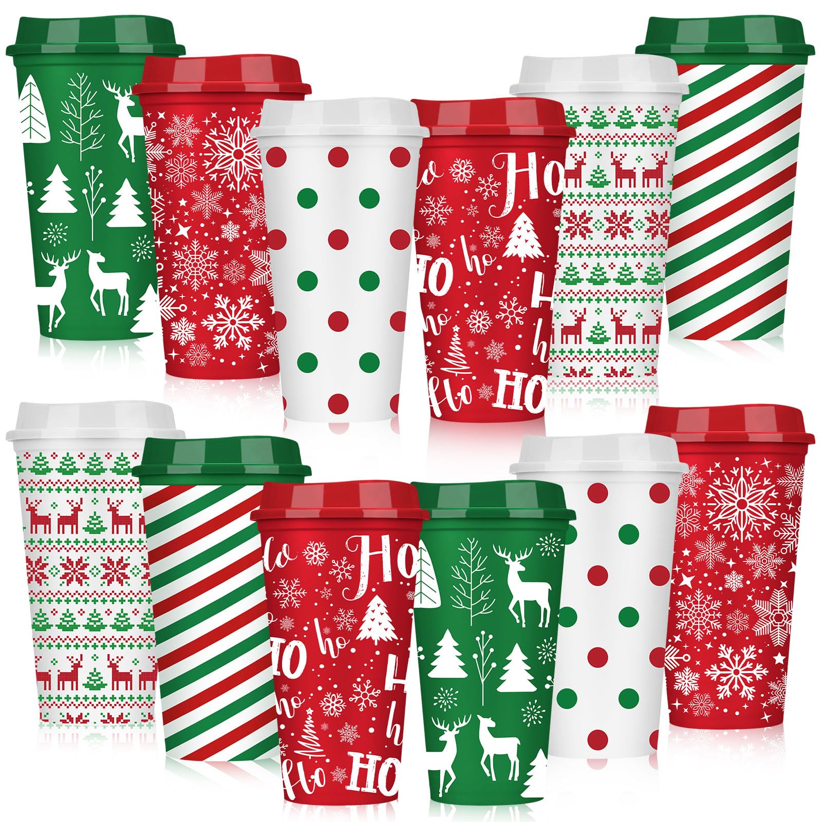 Pickmesh Christmas tree pattern 16-ounce cups, perfect for festive gatherings.