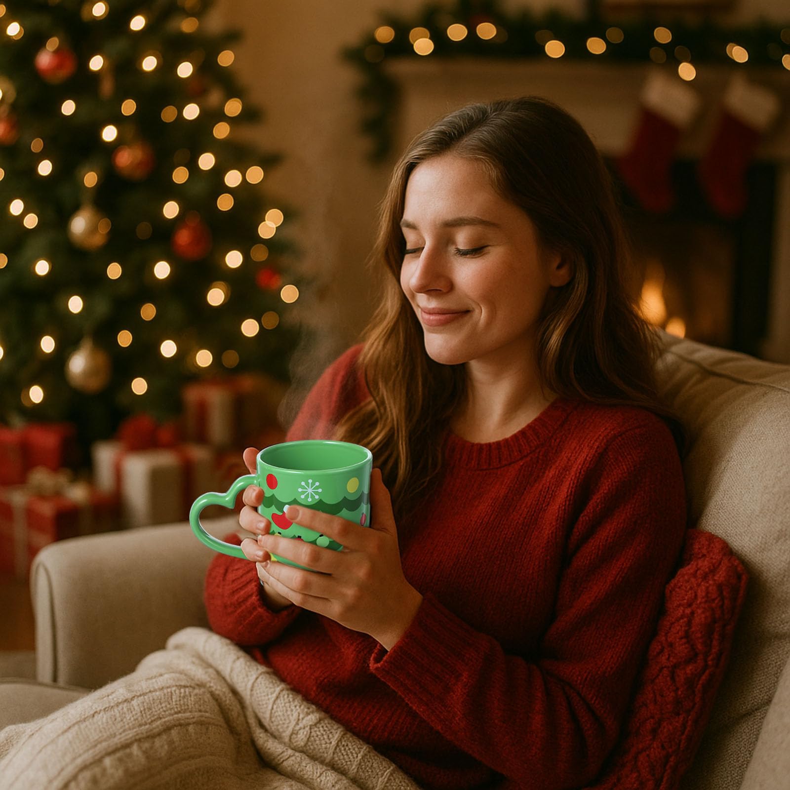 Pickmesh Christmas mug with gingerbread pattern for holiday beverages.