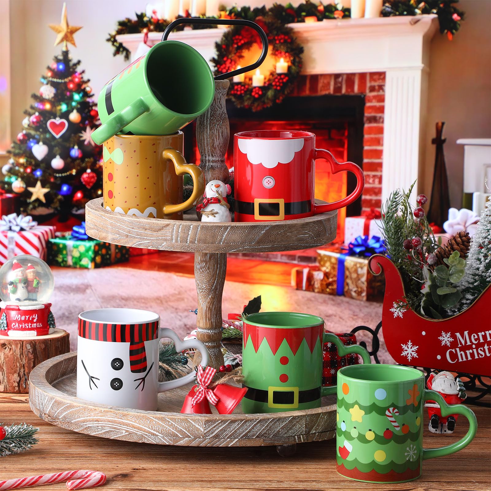 Pickmesh Christmas mug featuring snowman design for winter tea moments.