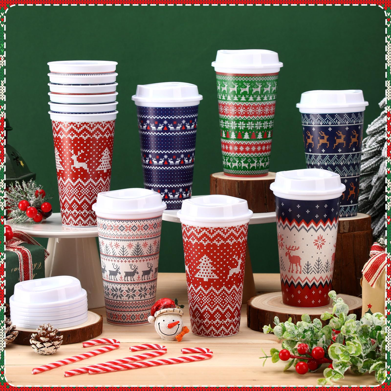 Reusable PP plastic cups with vented lids for spill-free travel.