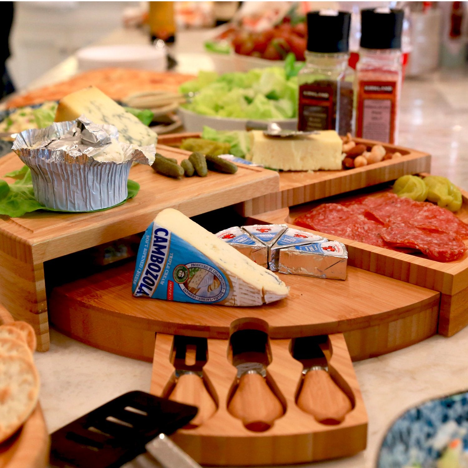 Compact wedge stores neatly on shelves or counters with Picnic at Ascot.