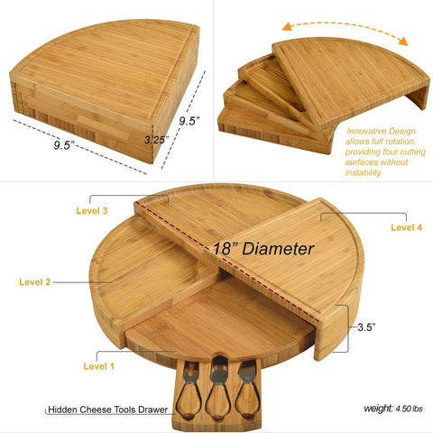 Picnic at Ascot bamboo board with built-in cheese knife set.