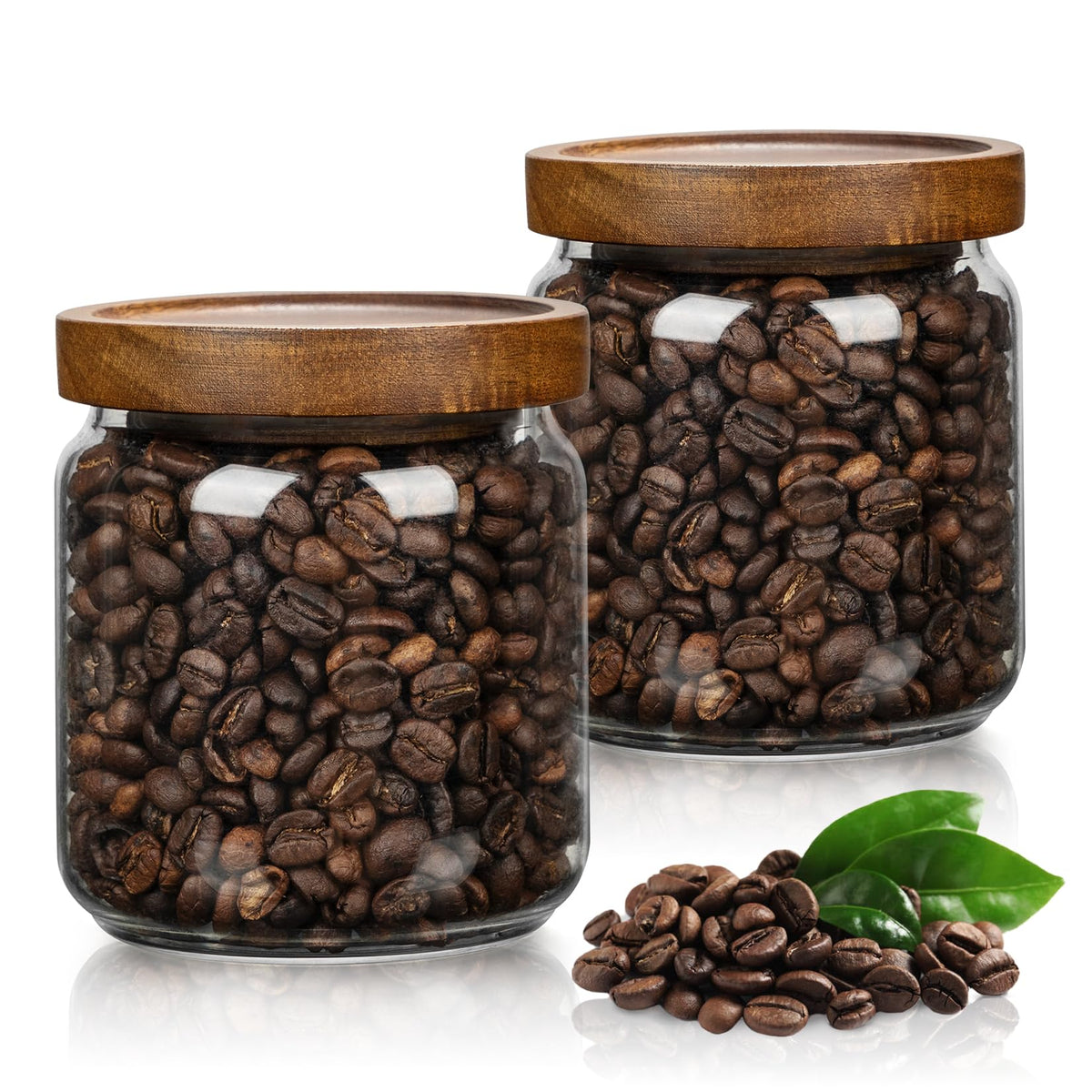 Piconesper 2pcs glass storage jars with airtight lids keep dry goods fresh on the counter