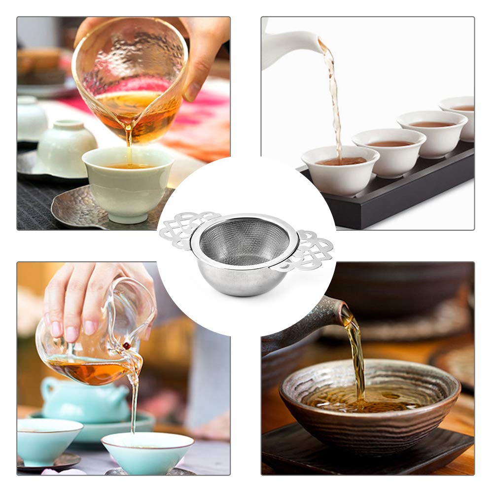 Picowe drip bowls in silver accompany each strainer for mess-free pouring.