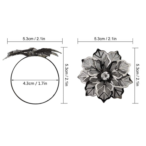Picowe hollow flower napkin rings with rhinestone accents elevate wedding table decor.