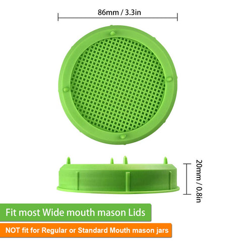Picowe sprouting lid with stand feet keeps jars stable during rinsing.