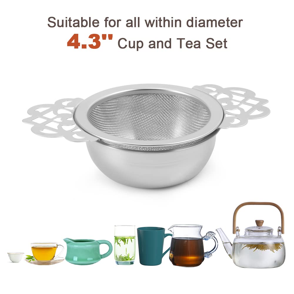 Picowe strainer positioned over a cup mouth fits 2.5–4 inches.