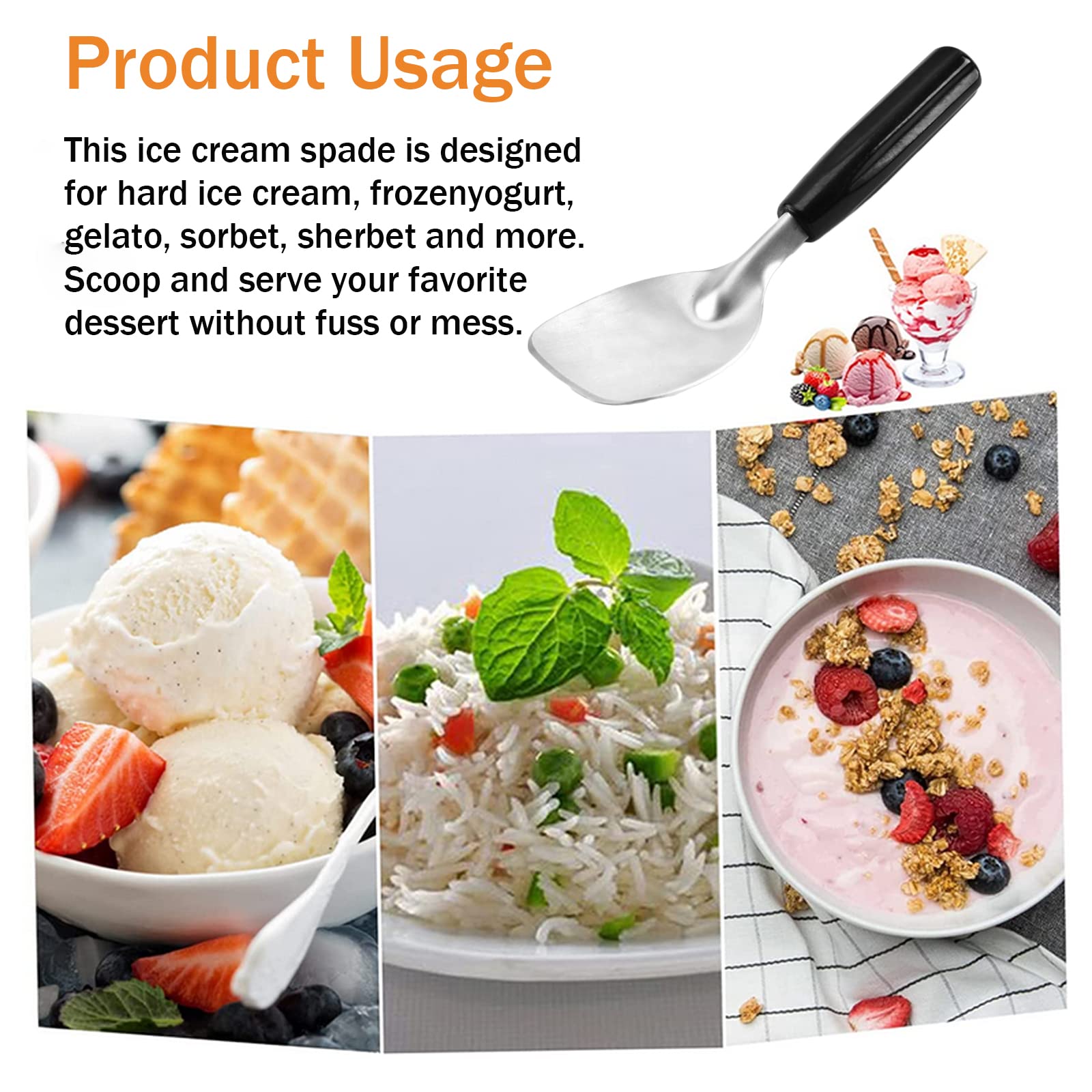 Pierides heavy-duty ice cream spade designed for hard ice cream.