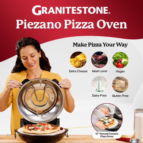 Piezano reaches 800°F for a crisp crust and fast baking.