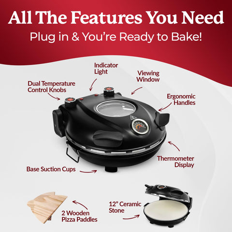 Piezano built-in thermometer helps monitor cooking progress.