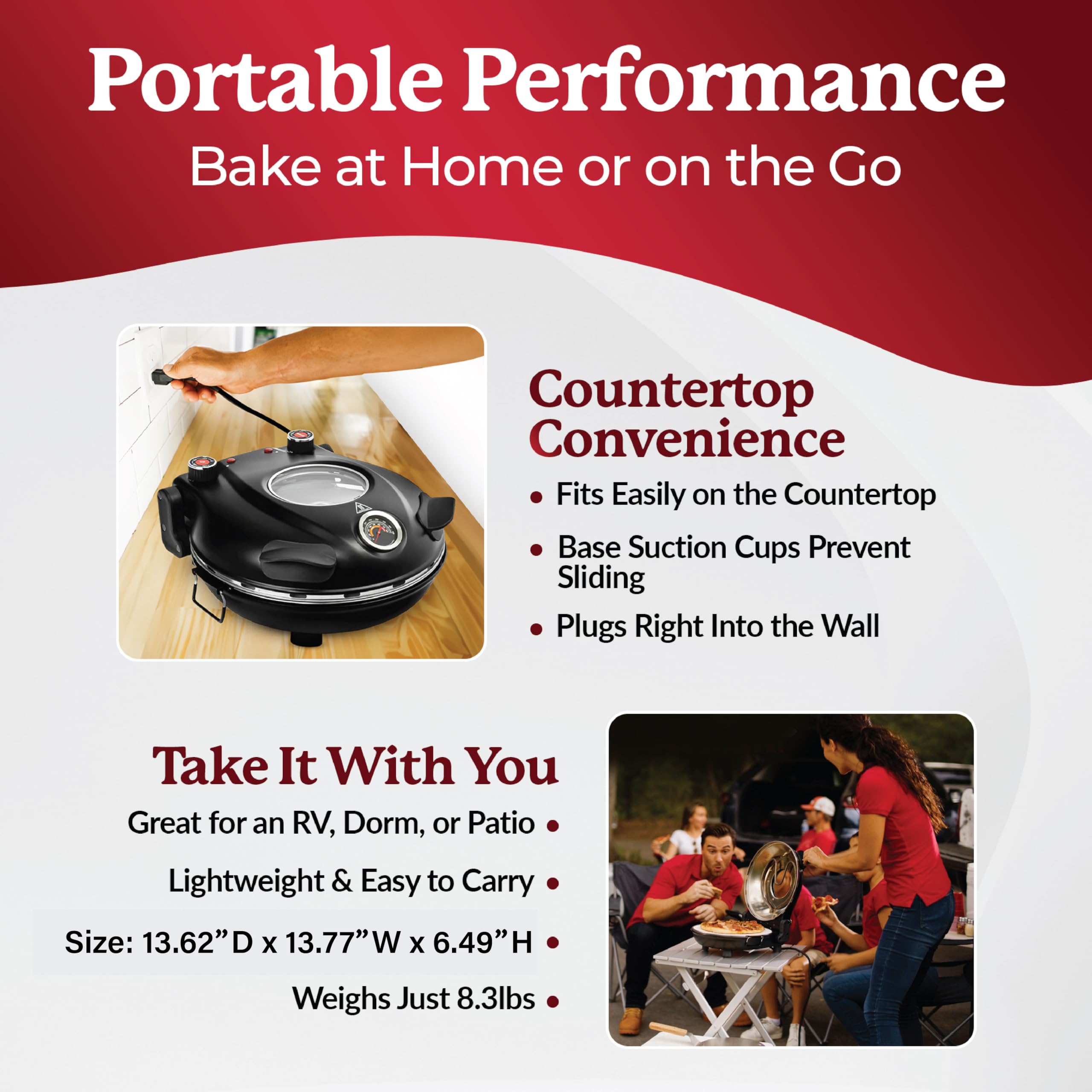 Piezano plugs into a standard outlet for convenient countertop use.