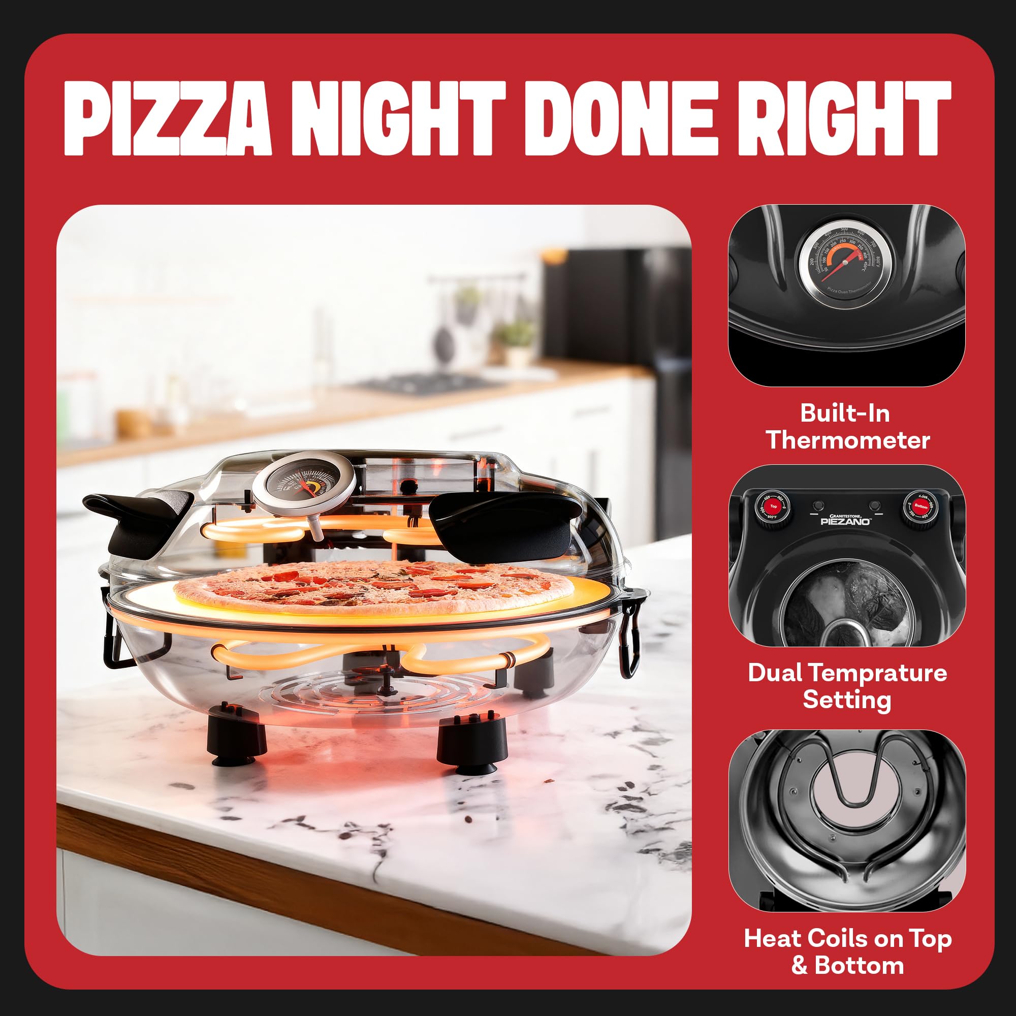 PIEZANO XL suction base keeps the unit steady on the counter