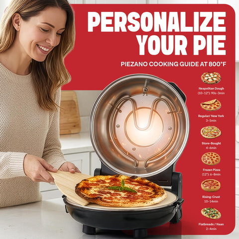 PIEZANO XL stone baking surface demonstrates even heat for crispy crusts