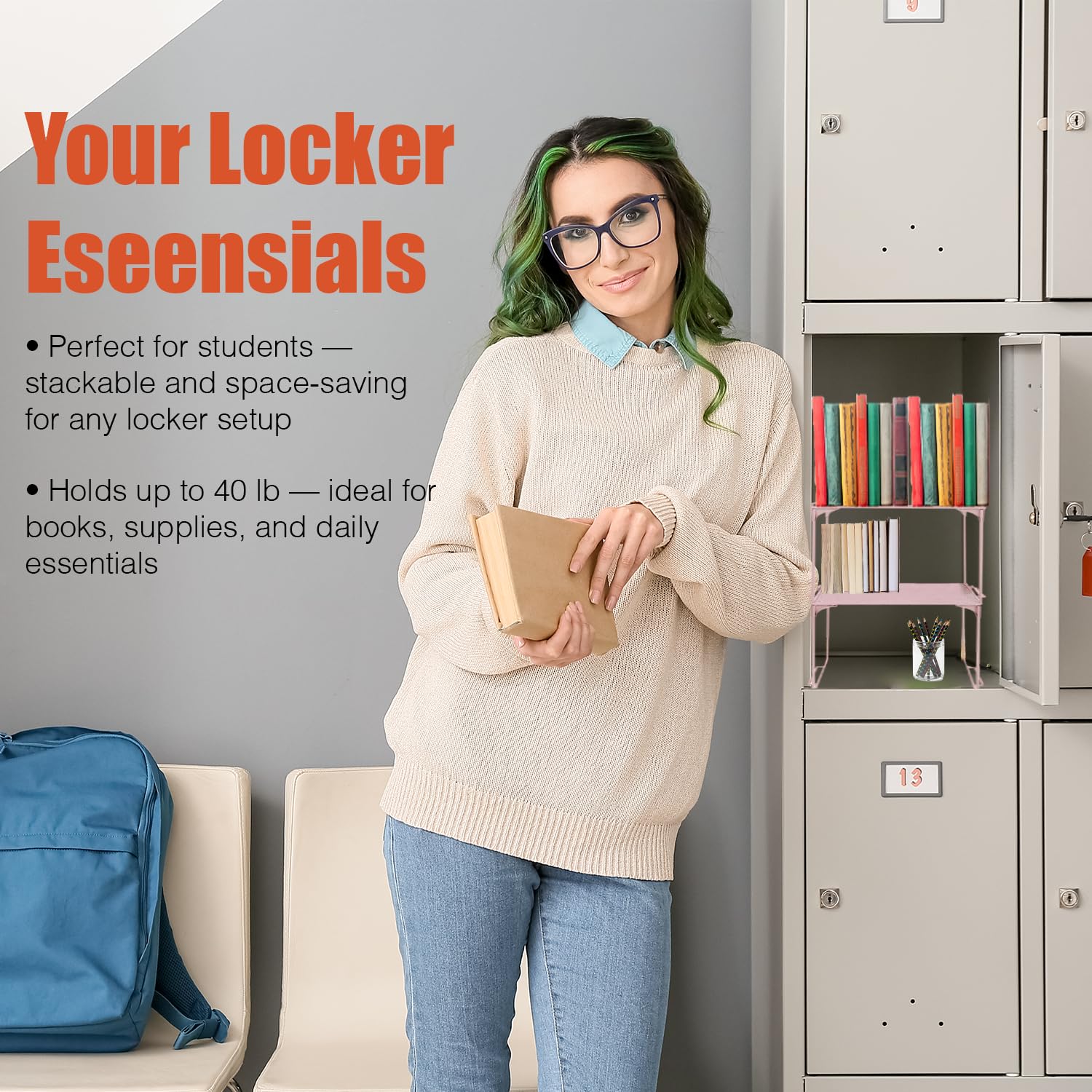 Piffny mesh organizer in gym locker demonstrates easy visibility and reach for essentials.