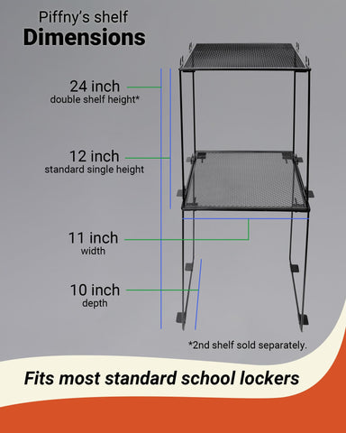 Piffny versatile mesh shelf keeps textbooks and backpacks visible and organized.