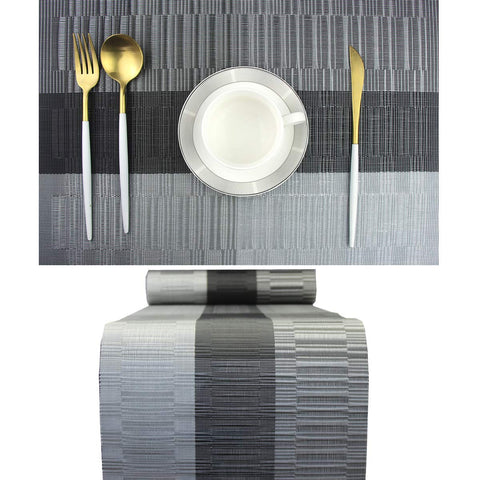 PIGCHCY elegant black placemats on a dining table for easy cleanup.