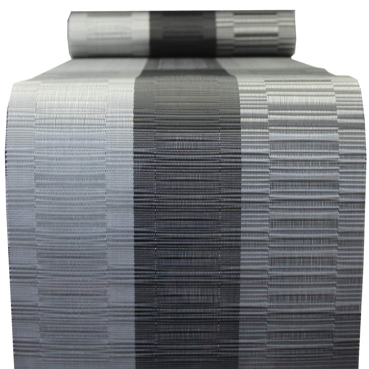 PIGCHCY table runner in black adds cohesive dining decor.