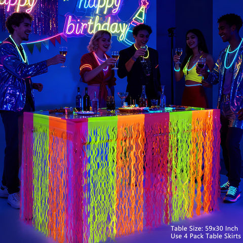 Pigetale uv-black-light reactive skirt enhances backstage decor