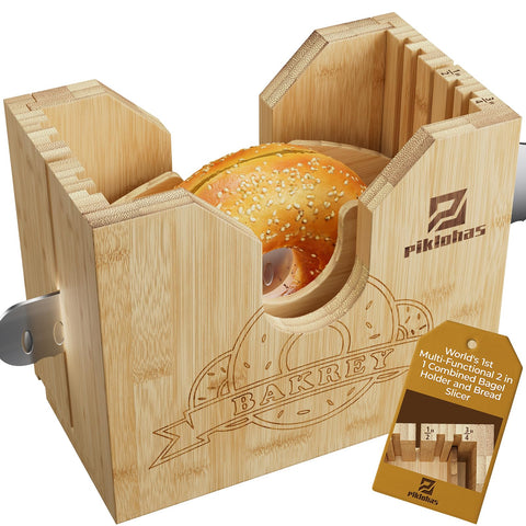 Piklohas bagel slicer guard removable for precise bagel cuts and bread portions.
