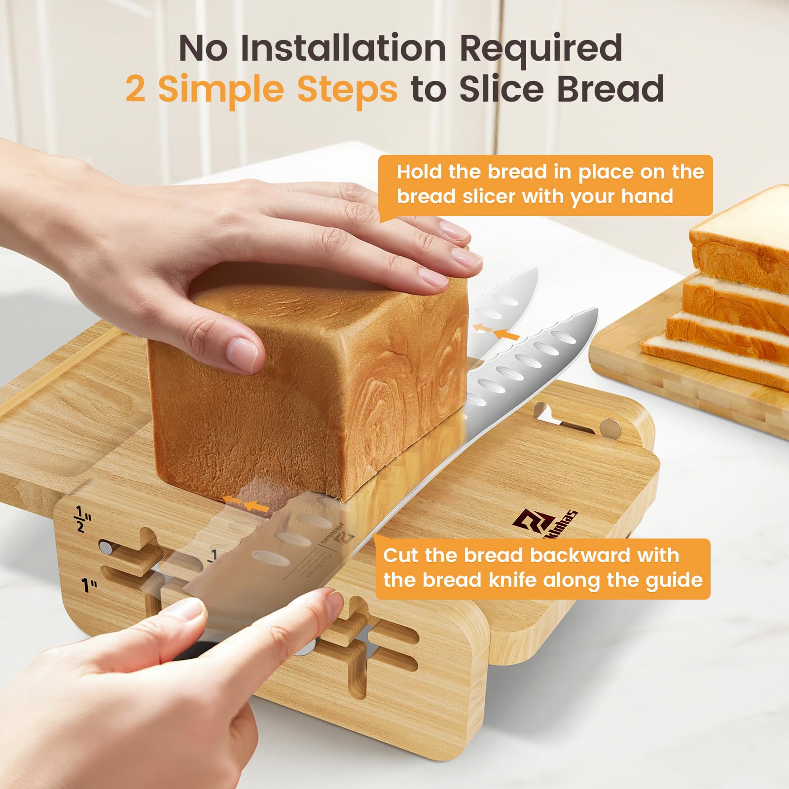 Piklohas bread slicer thickness guide offers 1/4 to 1 inch options.