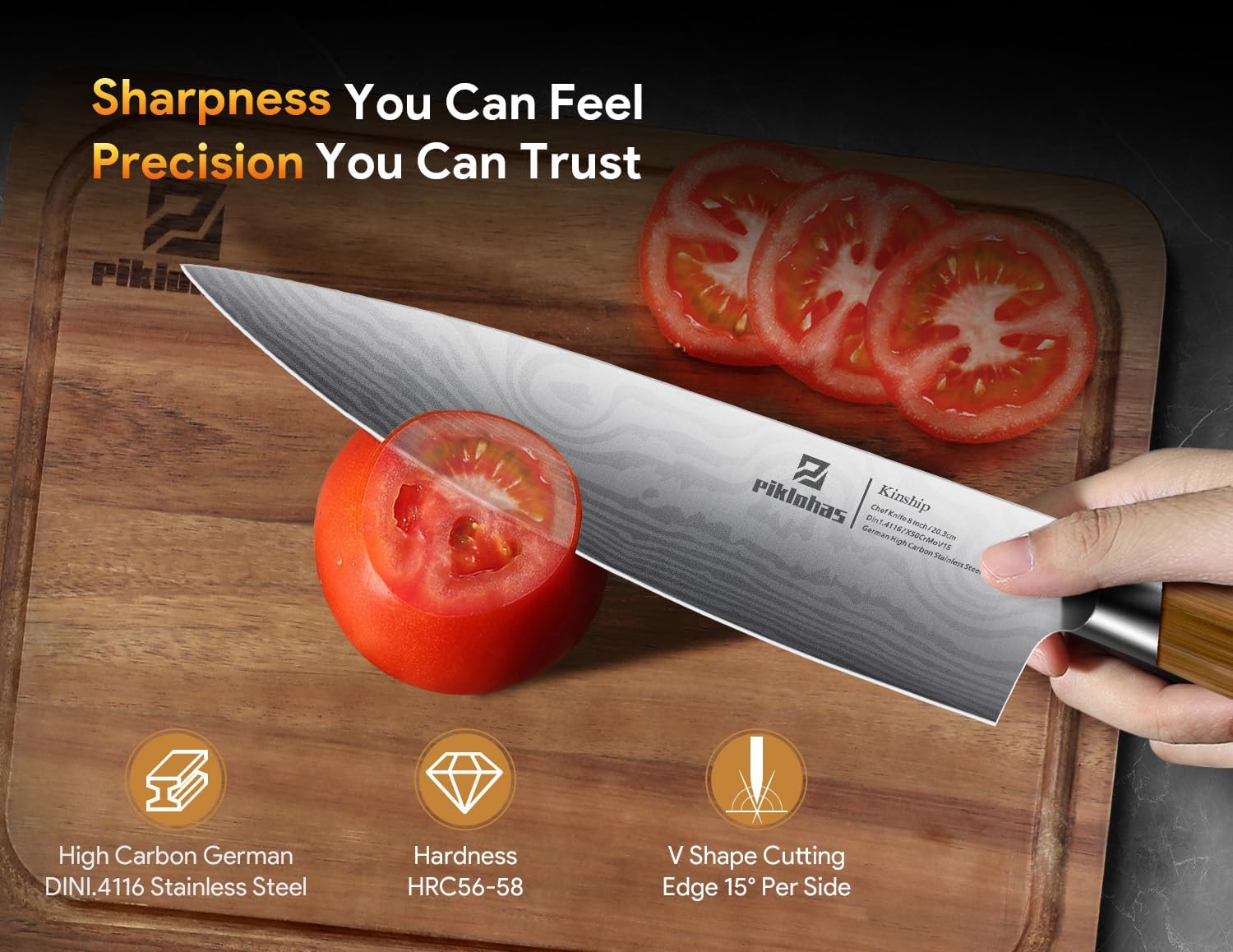 Piklohas chef and carving knives showcased for versatile meal prep