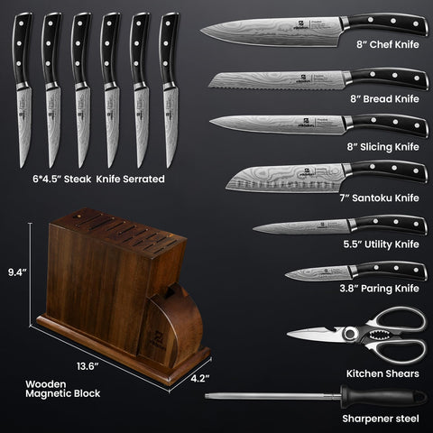 Piklohas damascus pattern kitchen set ready for everyday use