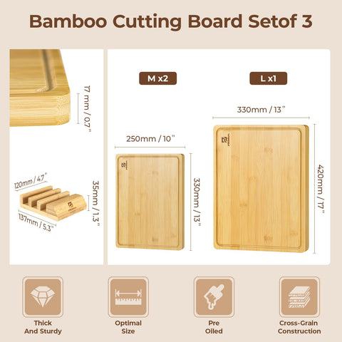 Piklohas gift-ready bamboo cutting board set in elegant packaging