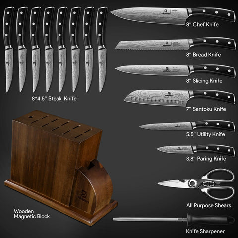 Piklohas knife set full tang forged bolster for balanced control