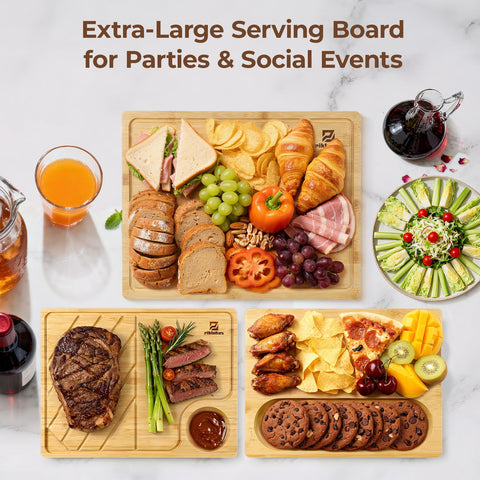 Piklohas large 13x10 board ideal for steak, cheese, and fruit
