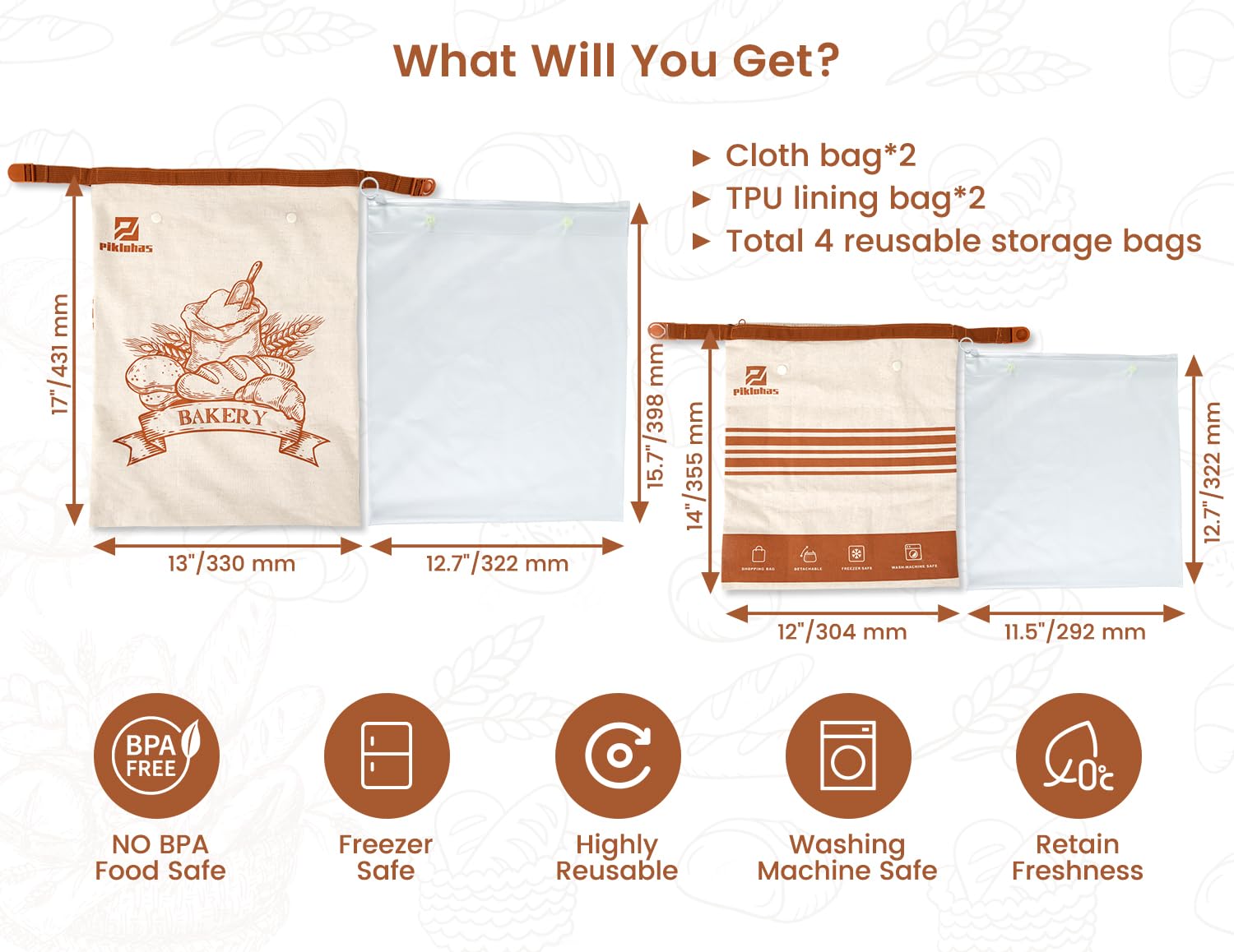 Piklohas portable bread bag designed for on-the-go meals.
