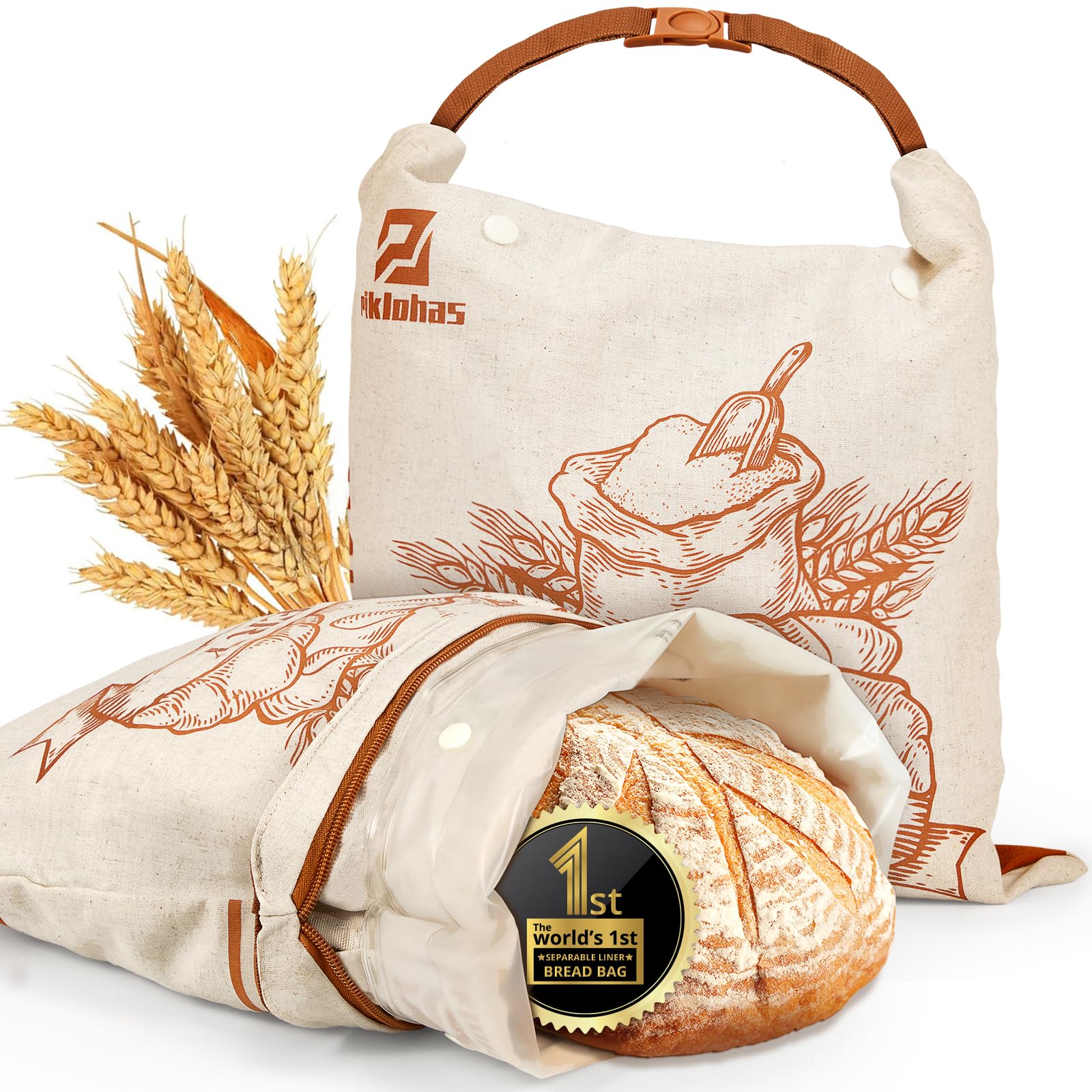 Piklohas sourdough bag with removable liner for easy cleaning and storage.
