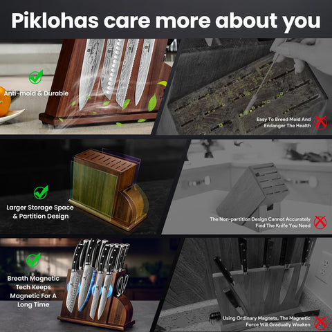 Piklohas vertical magnetic storage block protecting blade edges