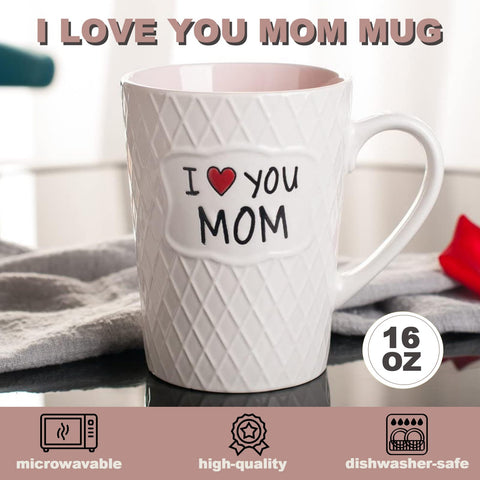 Pilipalaboom I Love You Mom mug 16oz ceramic ideal for daily coffee or tea