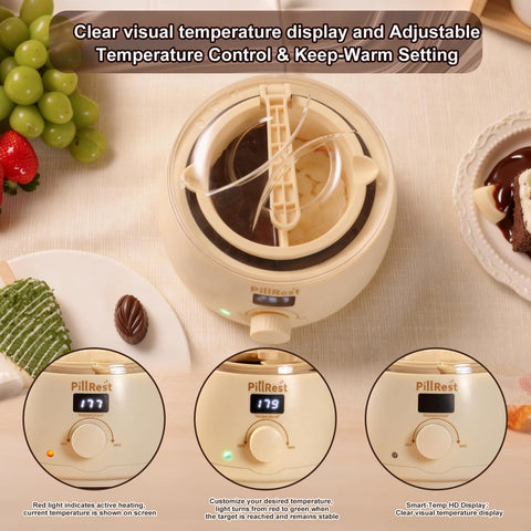 PillRest dual silicone bowls melting milk and dark chocolate simultaneously