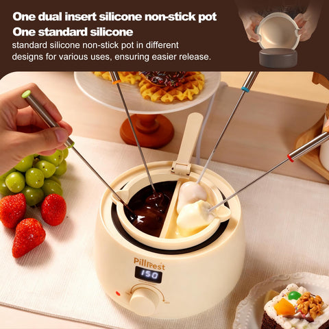 PillRest fondue pot control panel showing real-time temperature display