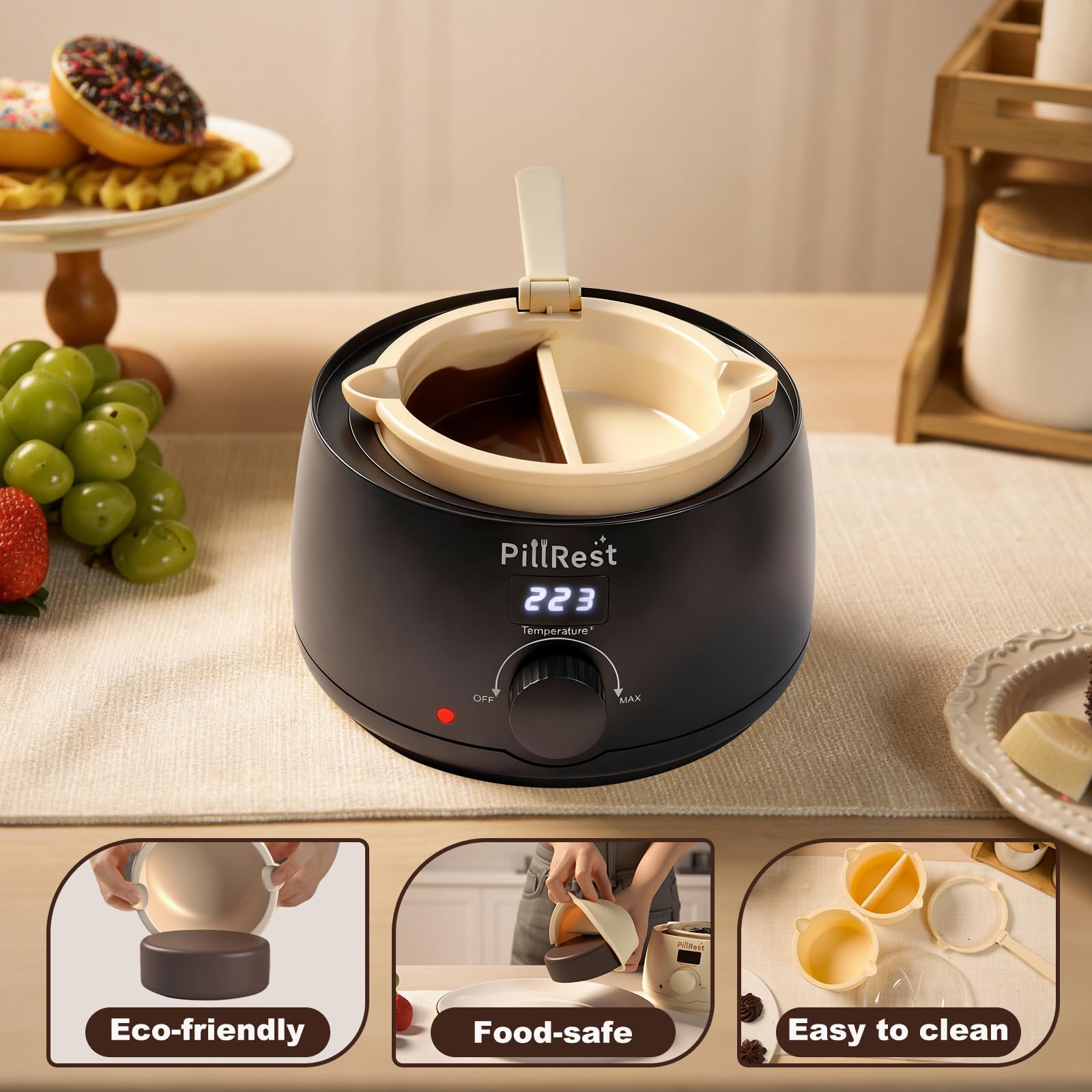 PillRest foldable-handle design stores flat for compact kitchens.