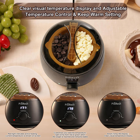 PillRest fondue set with dipping forks and spatula for easy serving.