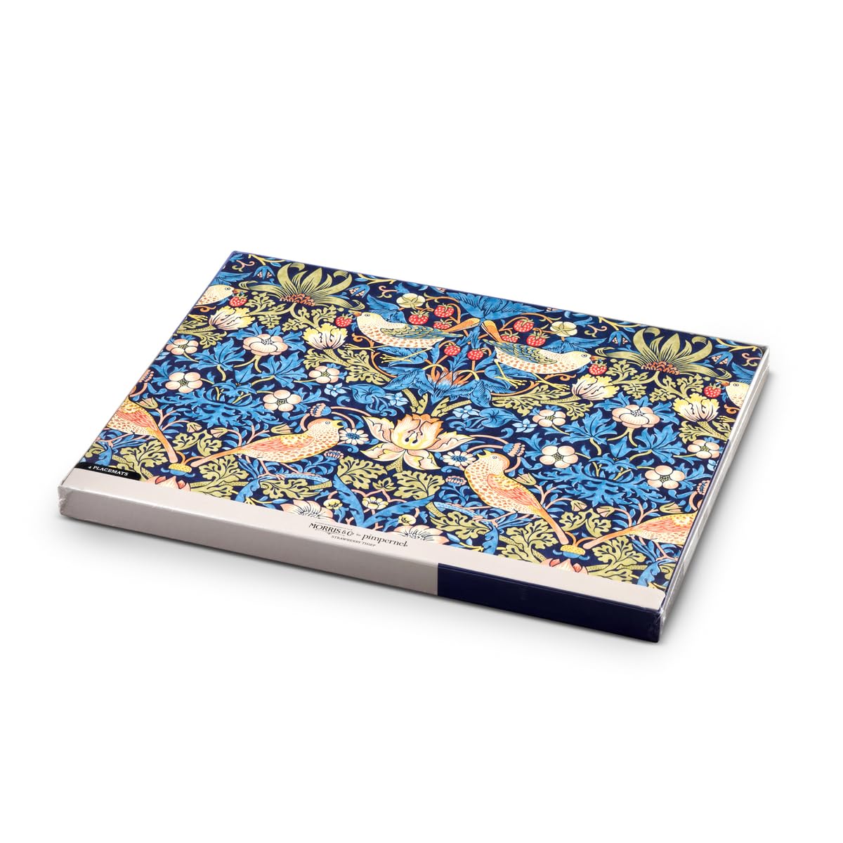 Pimpernel Morris and Co Strawberry Thief blue placemats, cork base, prevents slipping on surfaces.