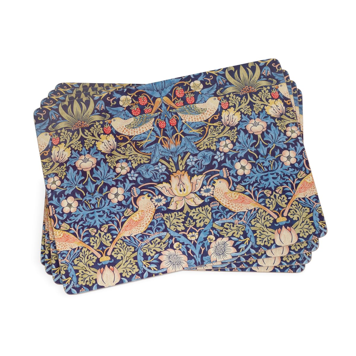 Pimpernel Morris and Co Strawberry Thief blue placemats, front view, stylish protection for meals.