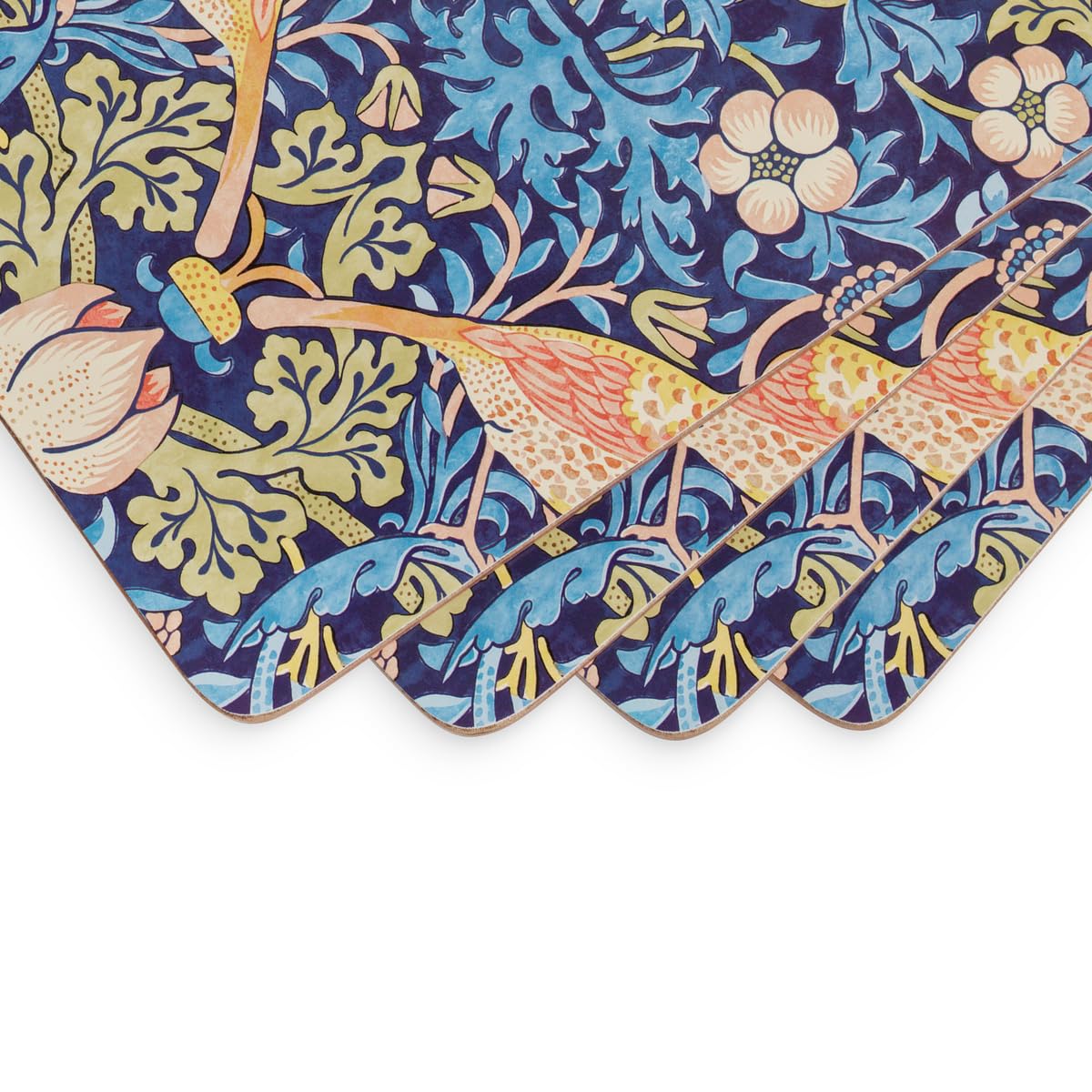 Pimpernel Morris and Co Strawberry Thief blue placemats, pattern detail, adds vintage elegance.