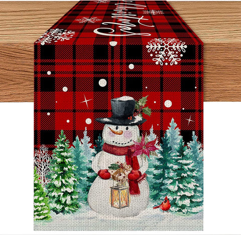 Pinata Christmas table runner in full-length view on a dining table for festive meals.