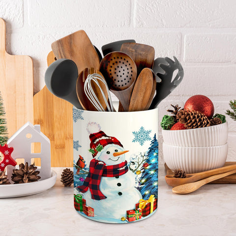 Pinata snowman decor ceramic container for kitchen storage and organization.