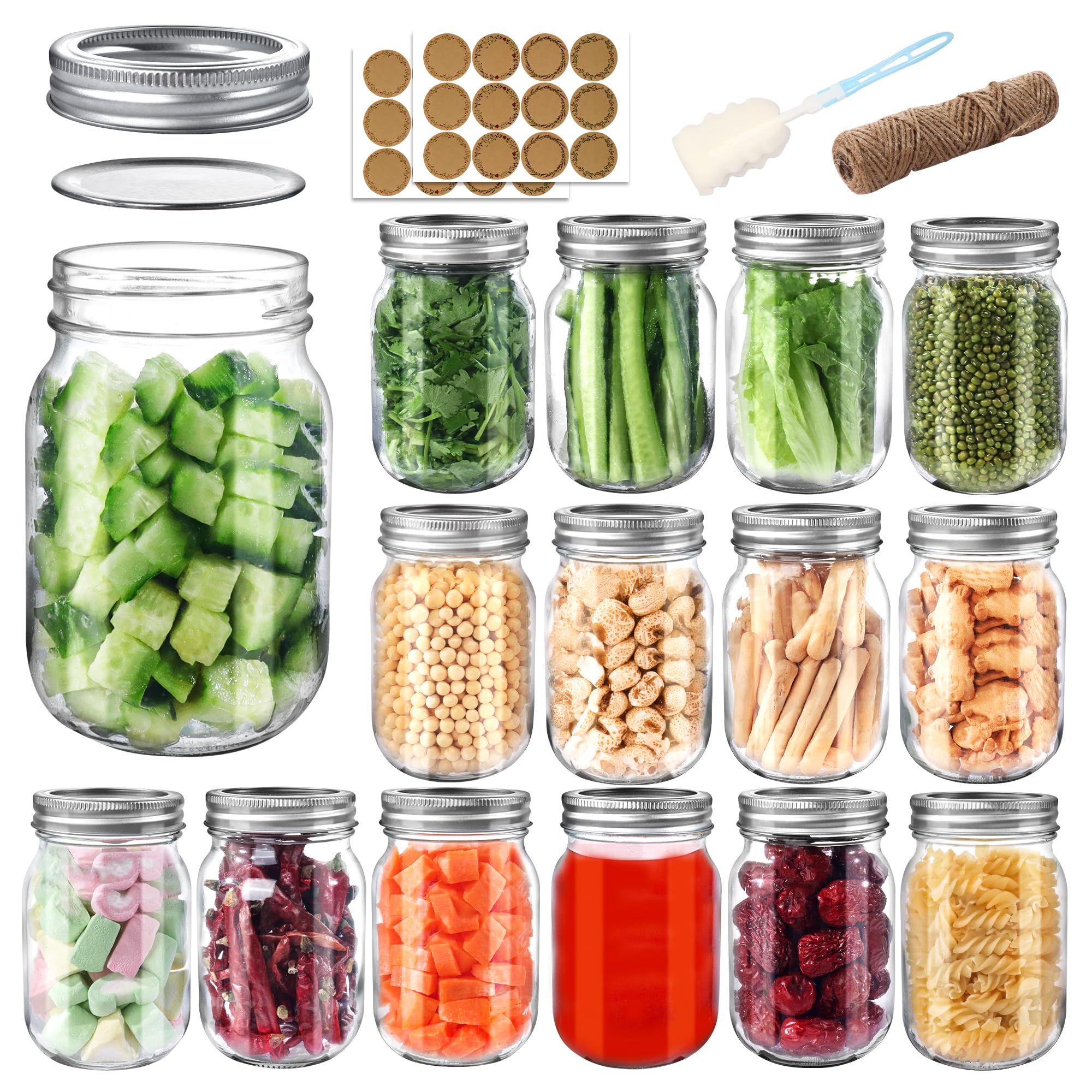 PINIWON 16oz mason jar with airtight lid for pantry storage.